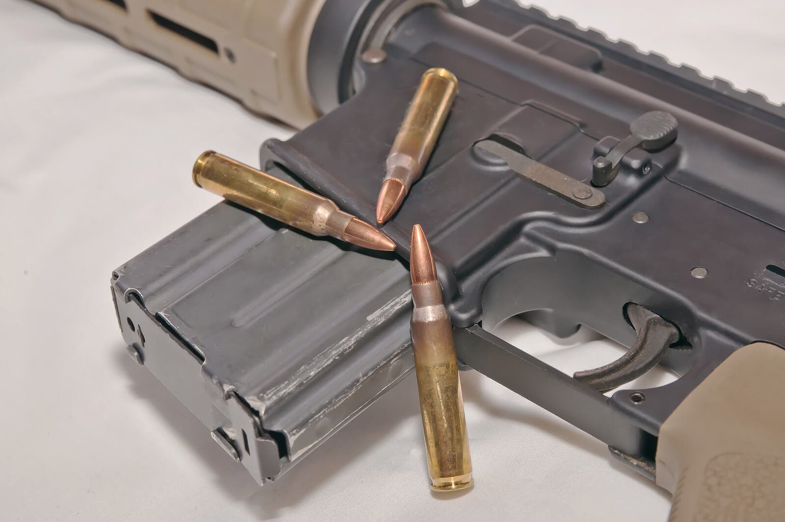 223 caliber AR-15 rifle with a magazine